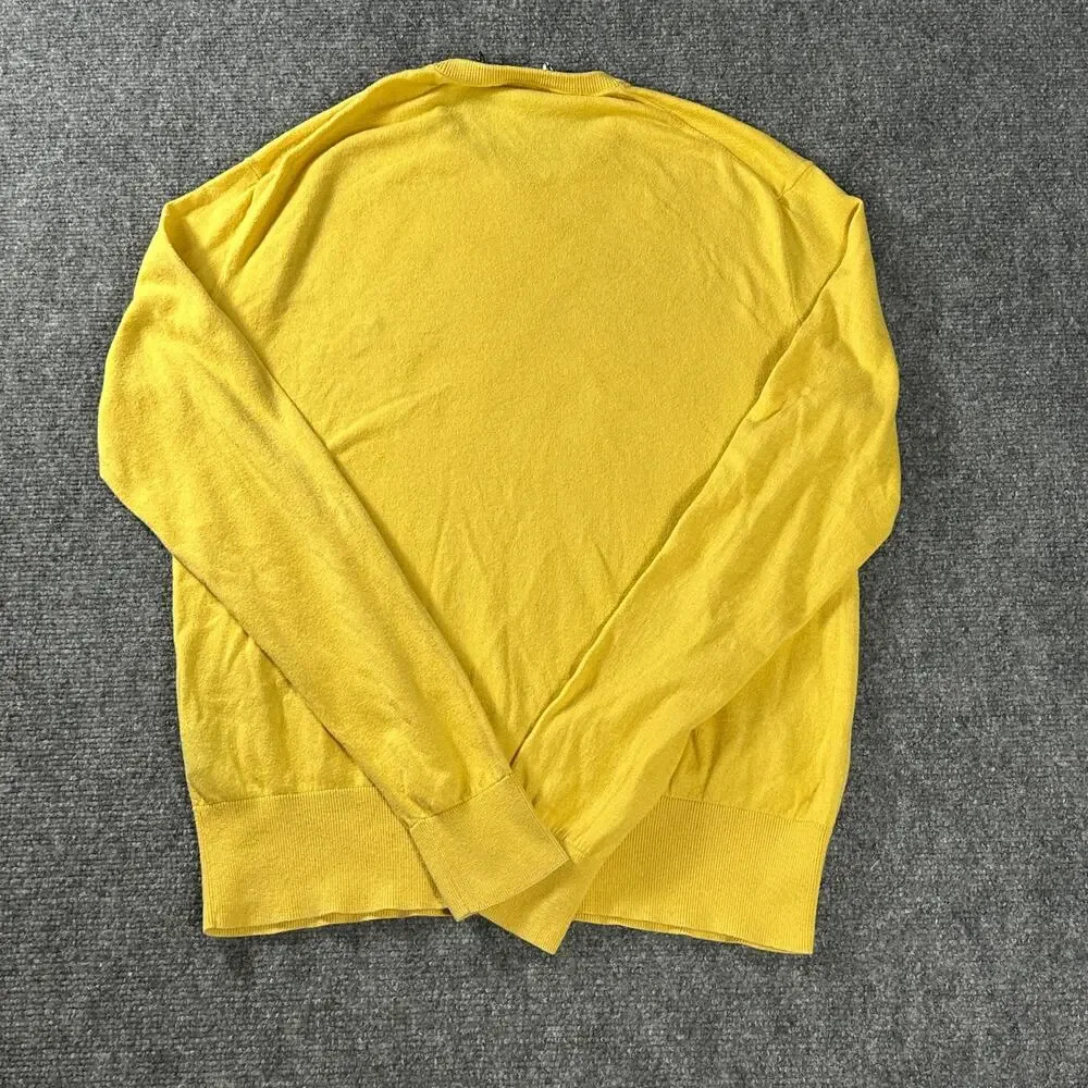 Polo Ralph Lauren Mens M Yellow Crewneck Sweater Black Pony Lightweight